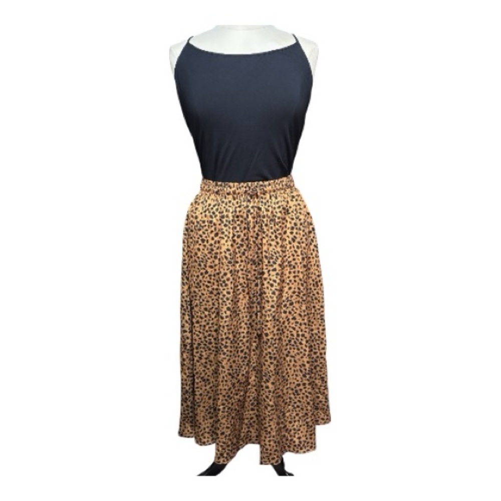 *NWT* Bluetime Leopard Print Midi Skirt in Tan Size XL